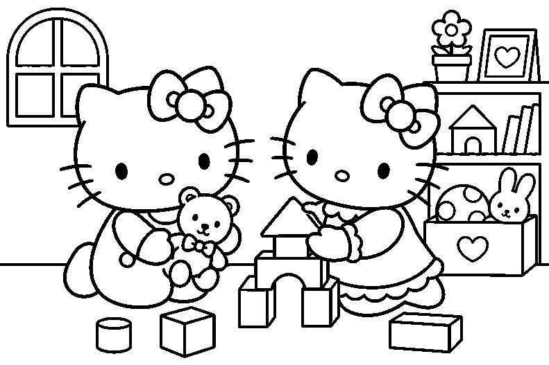 Best Friends Hello Kitty coloring page line art