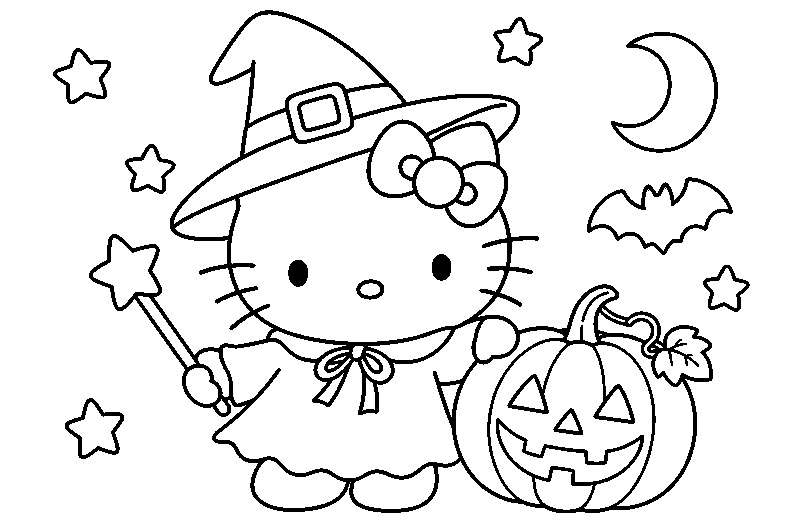 Halloween Kitty Hello Kitty coloring page line art