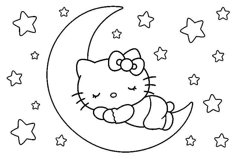 Starlight Dream Hello Kitty coloring page line art